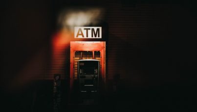 Outdoor ATM at night
