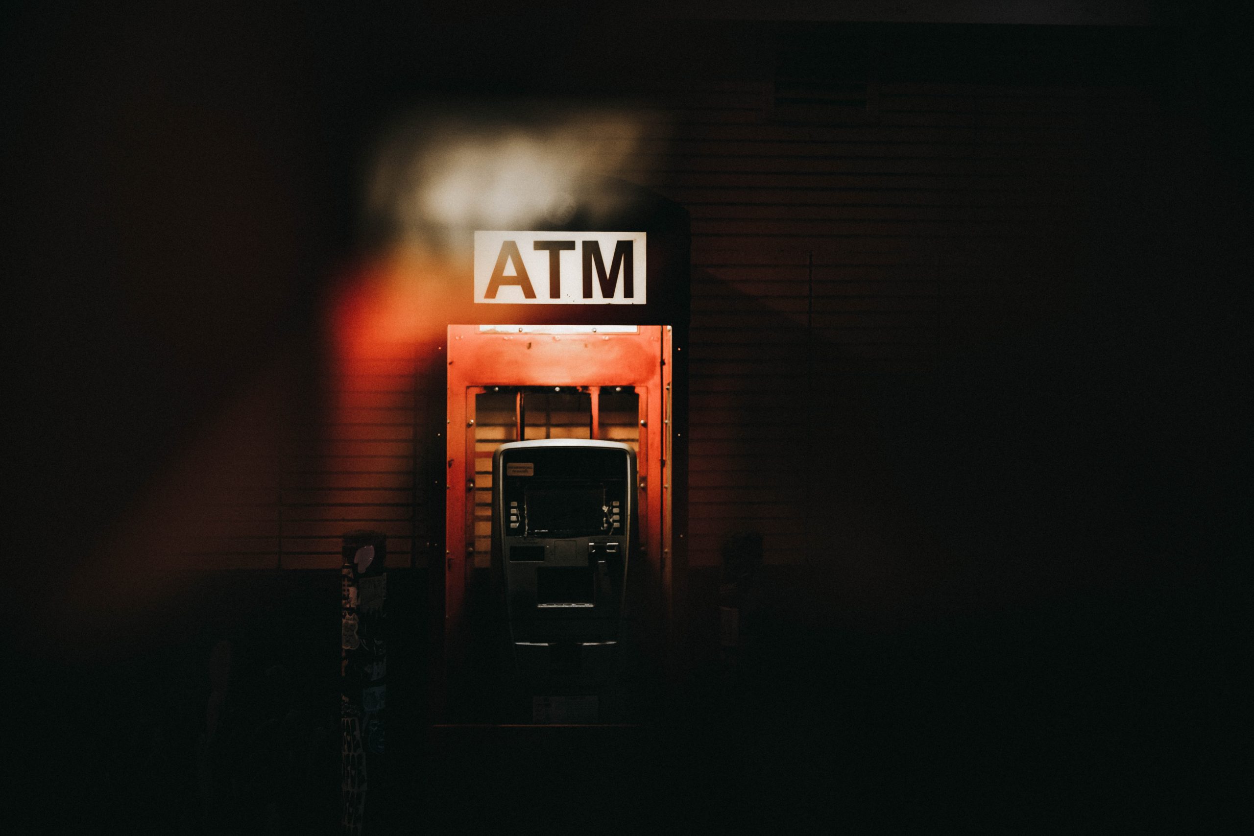 Outdoor ATM at night